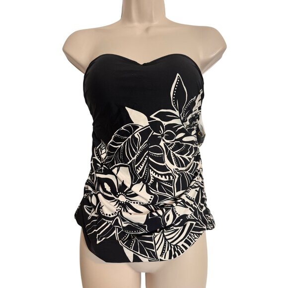 Bleu Rod Beattie Black White Size 8 Swim Tankini Top Straps Padded NWT $91 - Picture 9 of 9